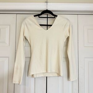 Maeve by Anthropology Women’s White Cream Cross Back Long Sleeve Top Size Small